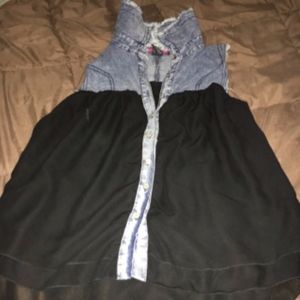 Forever 21 Button-Up Polo Denim Tank